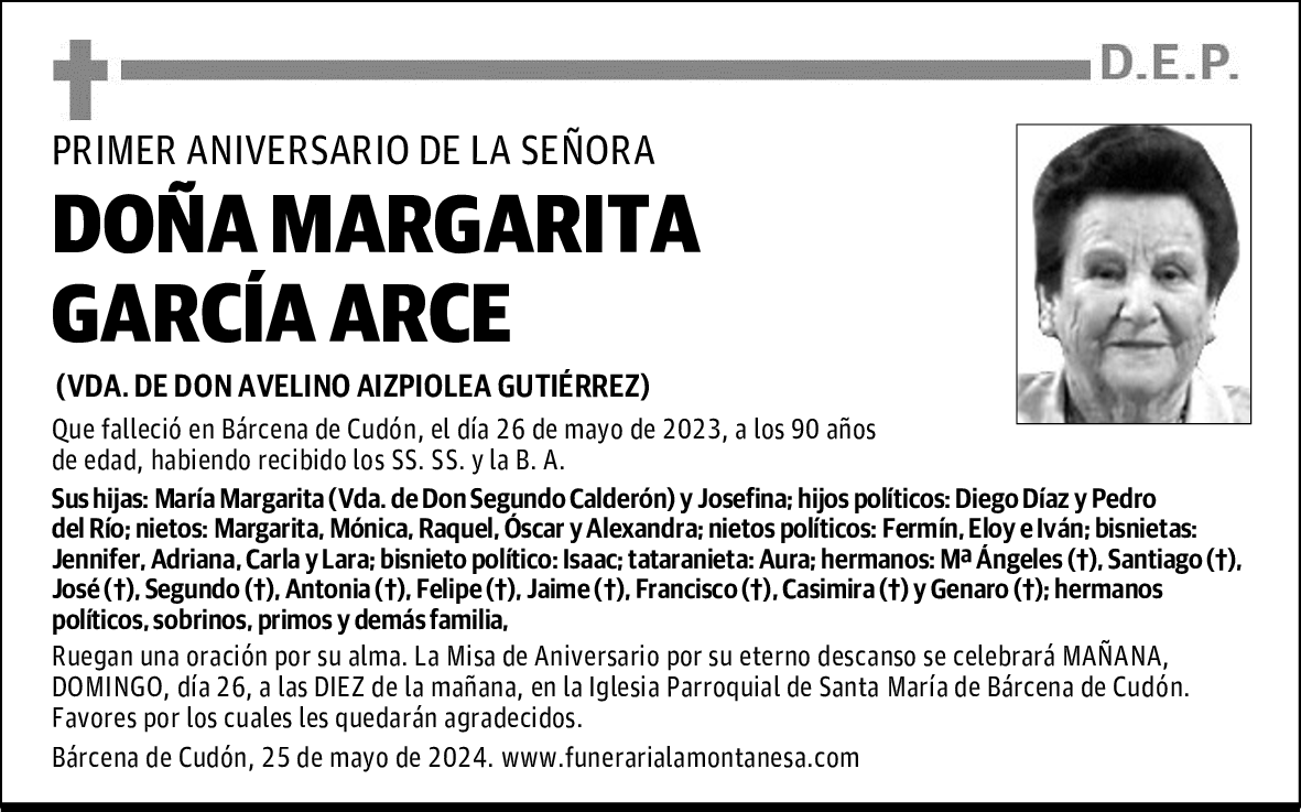 DOÑA MARGARITA GARCÍA ARCE
