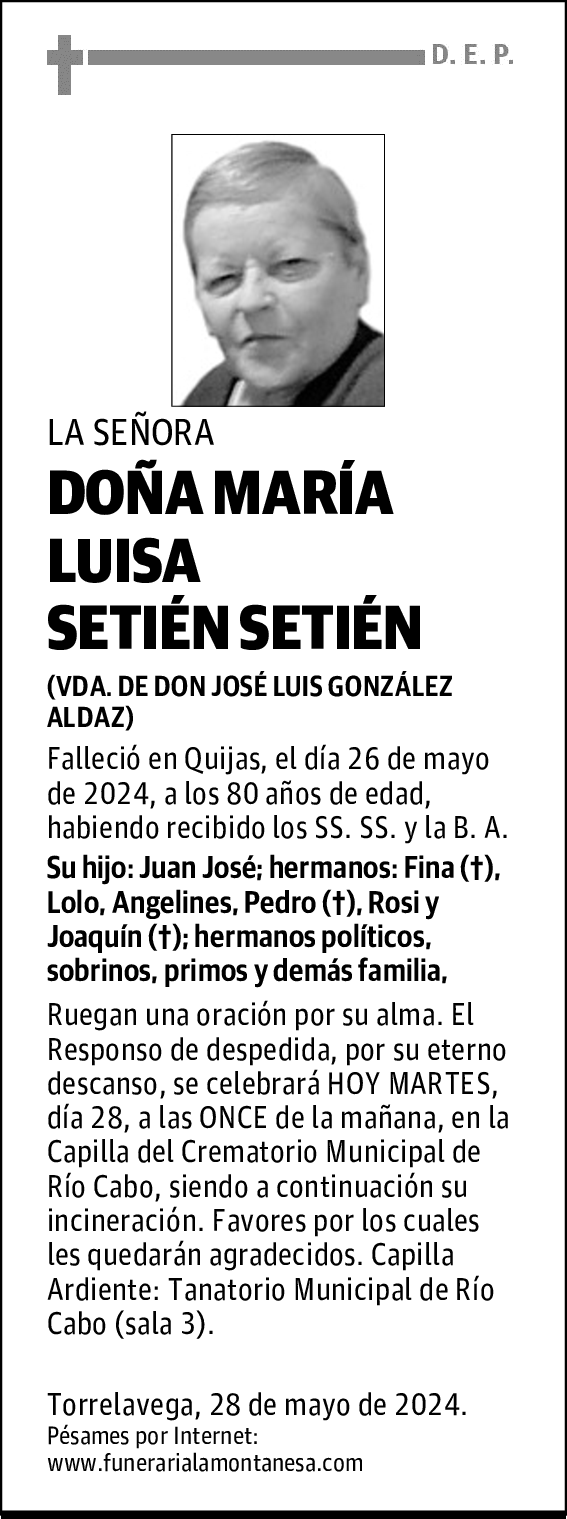 DOÑA MARÍA LUISA SETIÉN SETIÉN