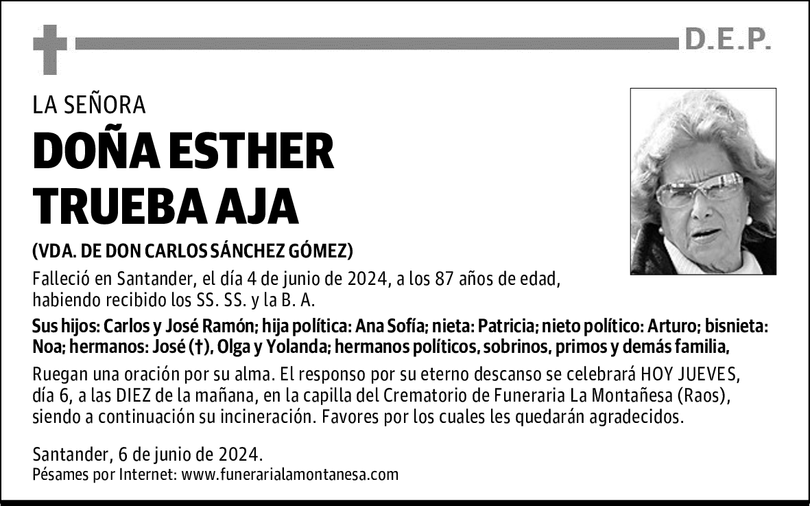 DOÑA ESTHER TRUEBA AJA