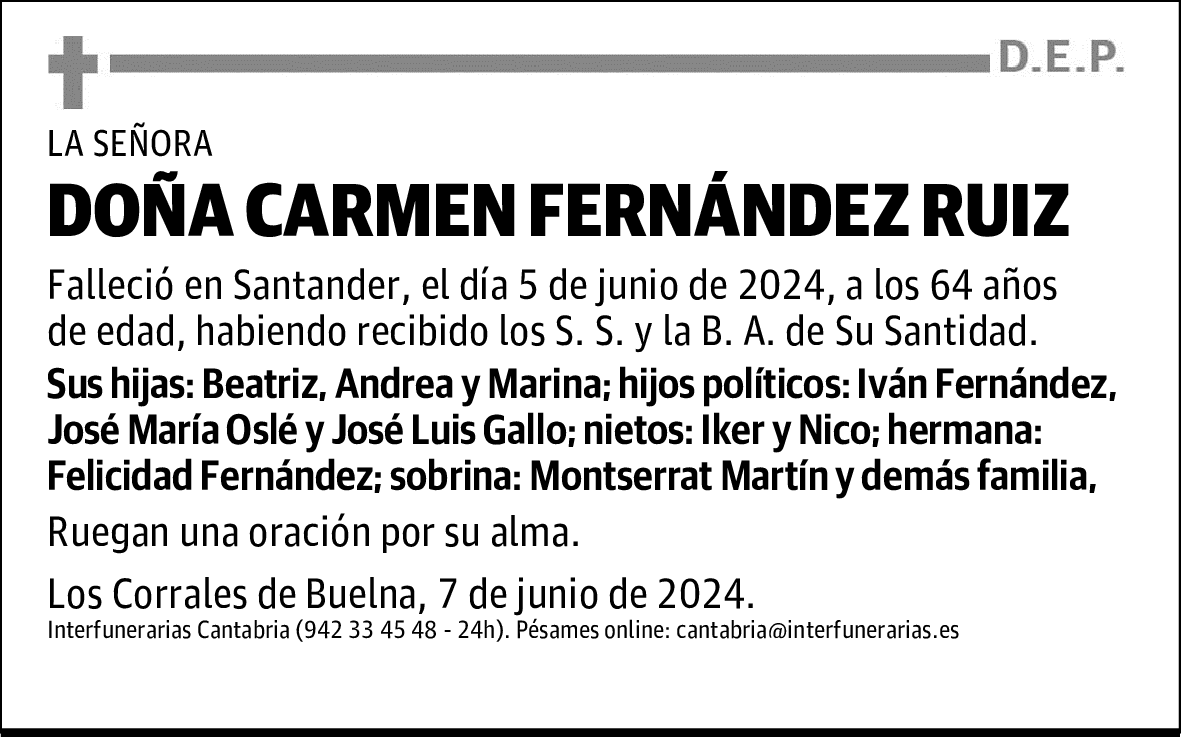 DOÑA CARMEN FERNÁNDEZ RUIZ