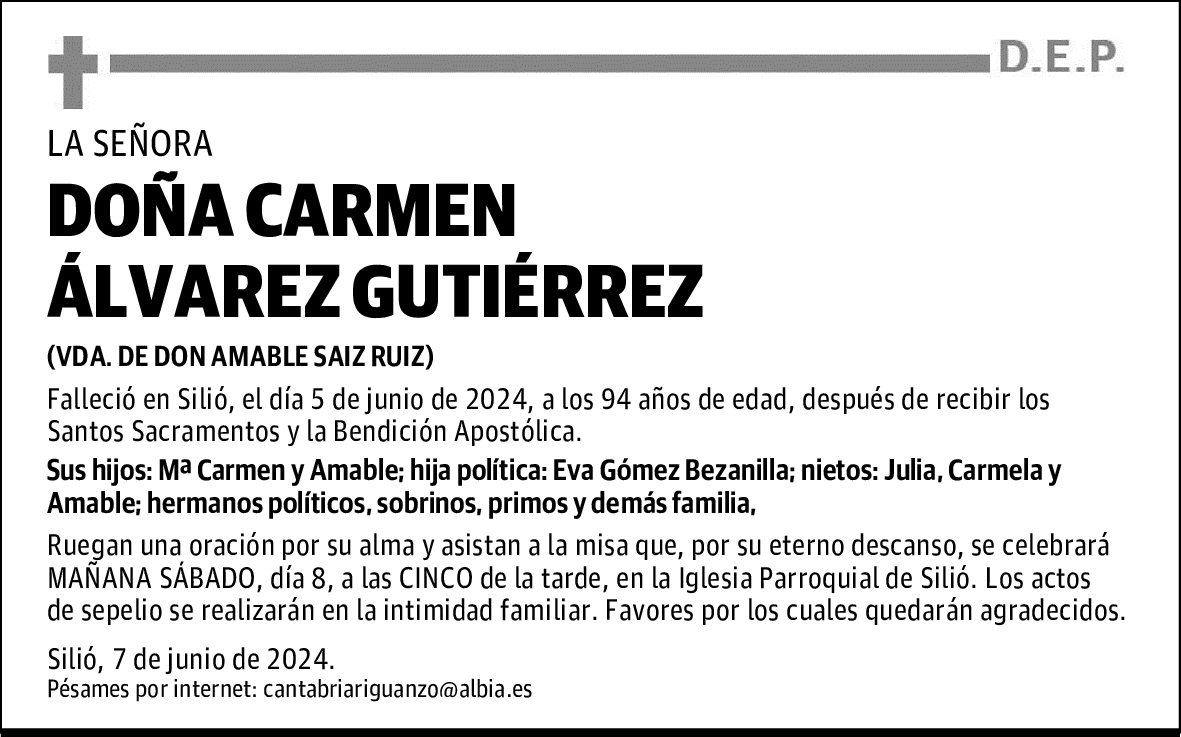 DOÑA CARMEN ÁLVAREZ GUTIÉRREZ