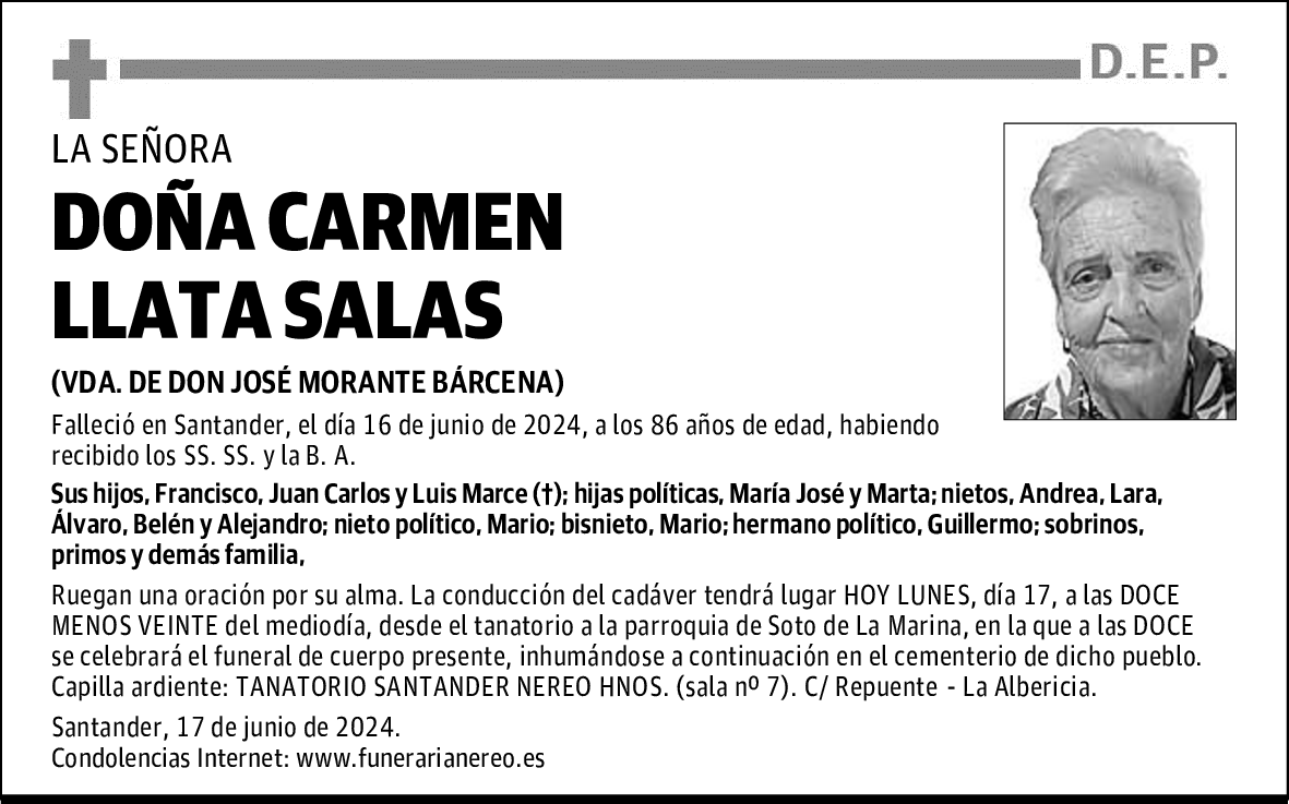 DOÑA CARMEN LLATA SALAS