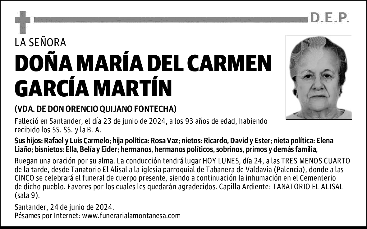 DOÑA MARÍA DEL CARMEN GARCÍA MARTÍN