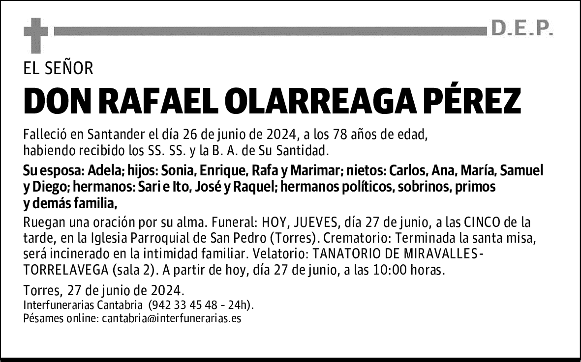 DON RAFAEL OLARREAGA PÉREZ