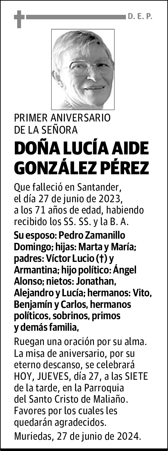 DOÑA LUCÍA AIDE GONZÁLEZ PÉREZ