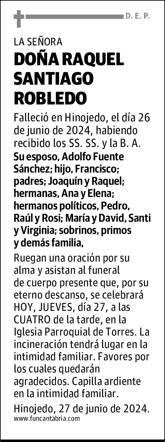 DOÑA RAQUEL SANTIAGO ROBLEDO