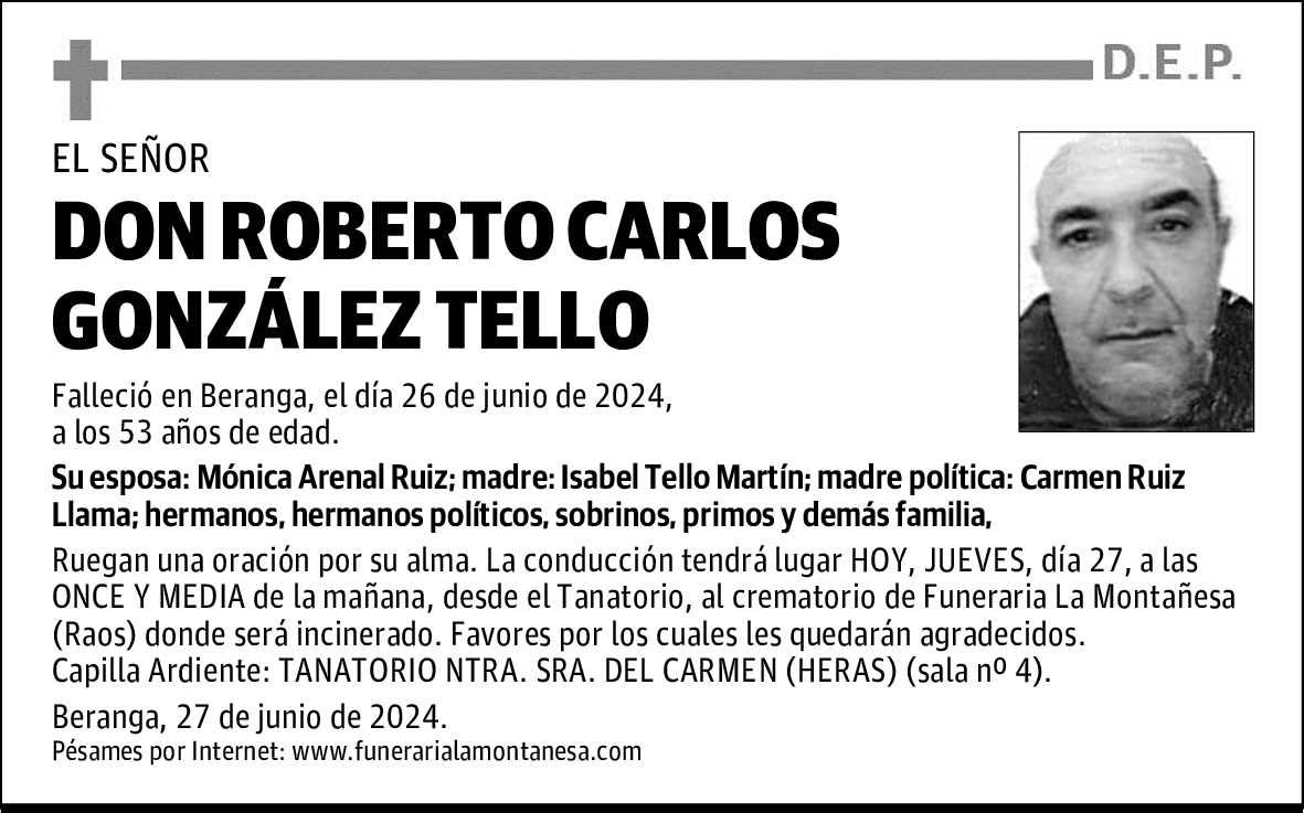 DON ROBERTO CARLOS GONZÁLEZ TELLO