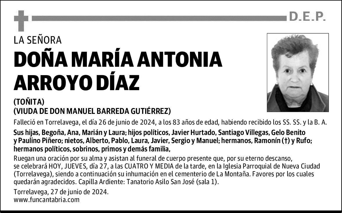 DOÑA MARÍA ANTONIA ARROYO DÍAZ