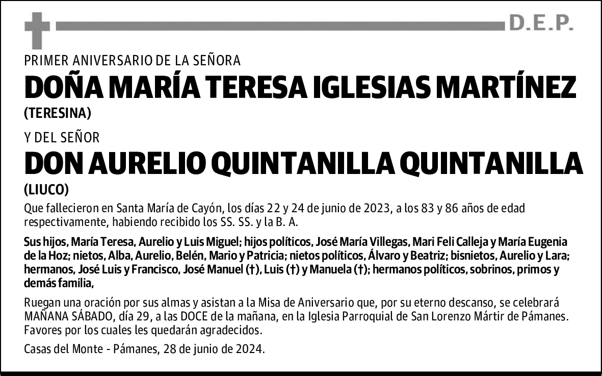 DOÑA MARÍA TERESA IGLESIAS MARTÍNEZ