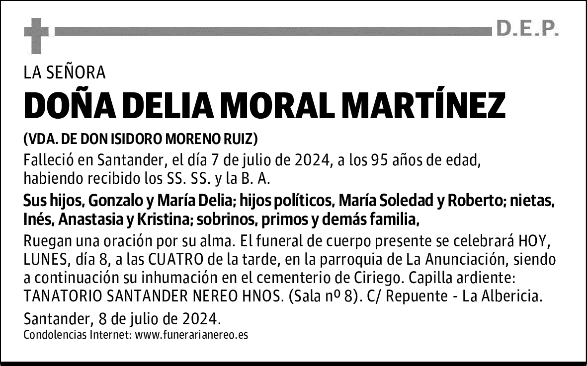 DOÑA DELIA MORAL MARTÍNEZ