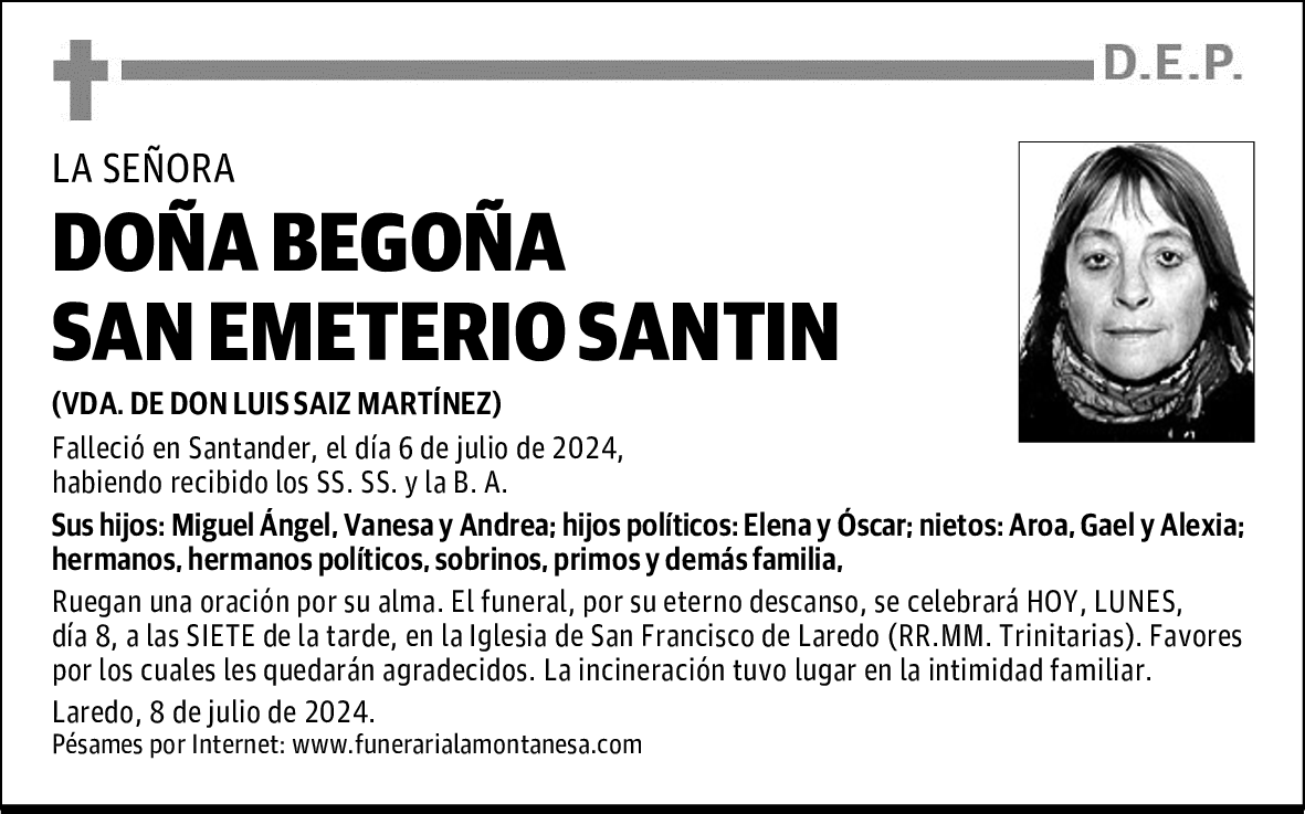 DOÑA BEGOÑA SAN EMETERIO SANTIN