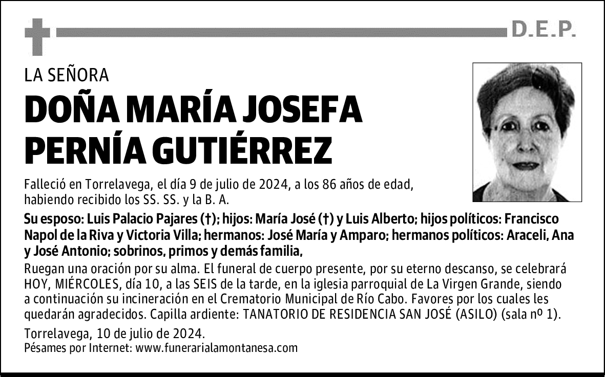 DOÑA MARÍA JOSEFA PERNÍA GUTIÉRREZ