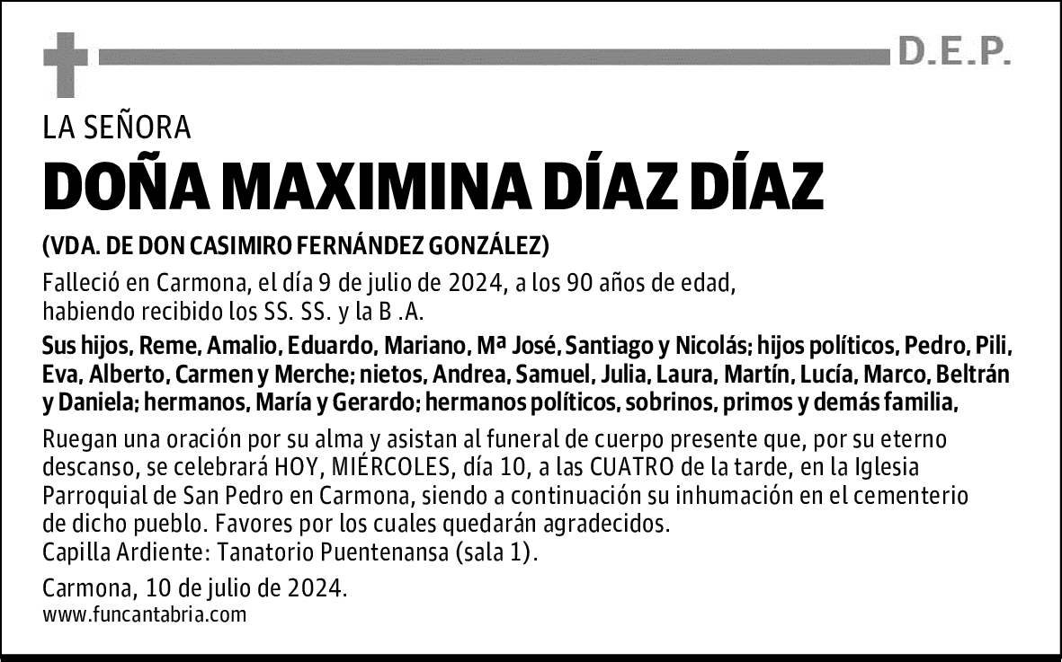DOÑA MAXIMINA DÍAZ DÍAZ
