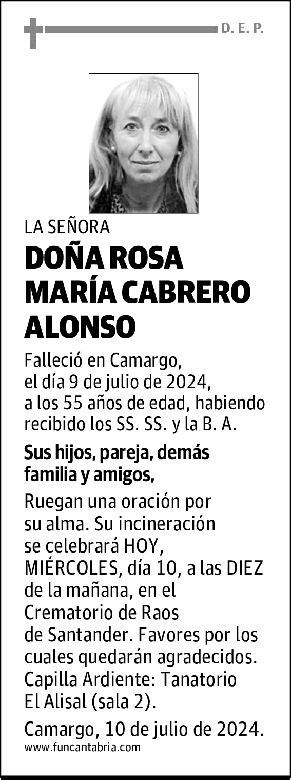 DOÑA ROSA MARÍA CABRERO ALONSO