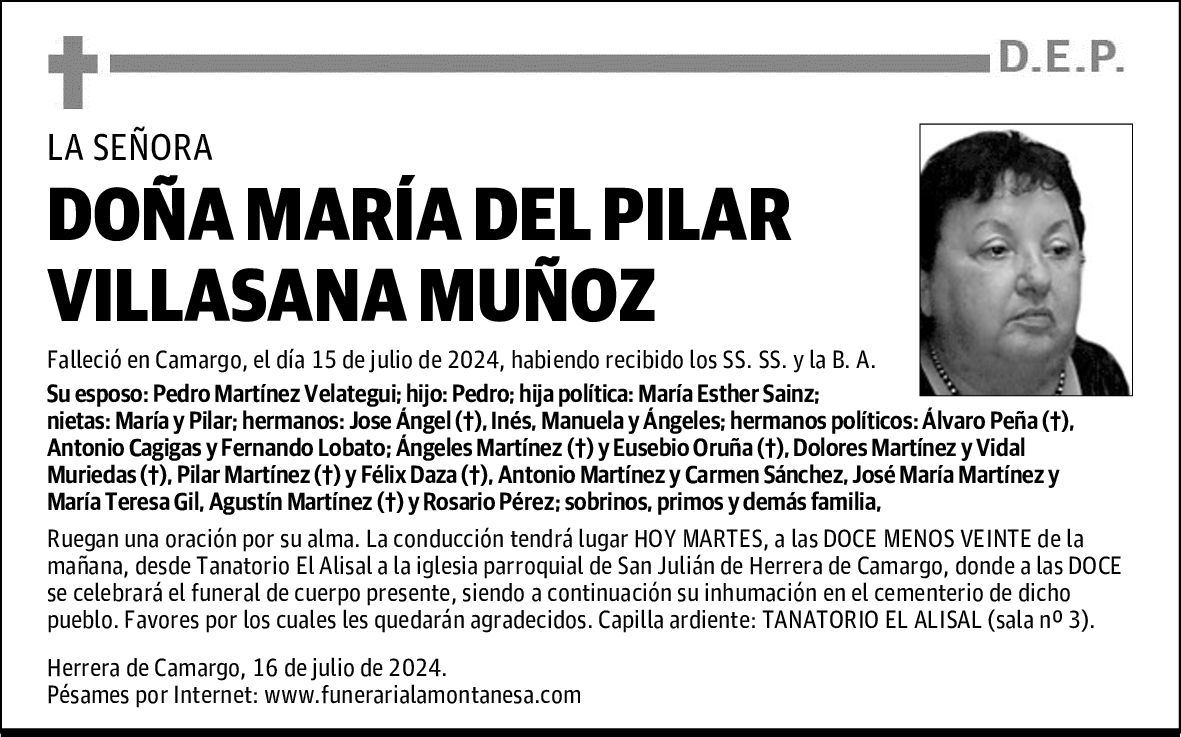 DOÑA MARÍA DEL PILAR VILLASANA MUÑOZ