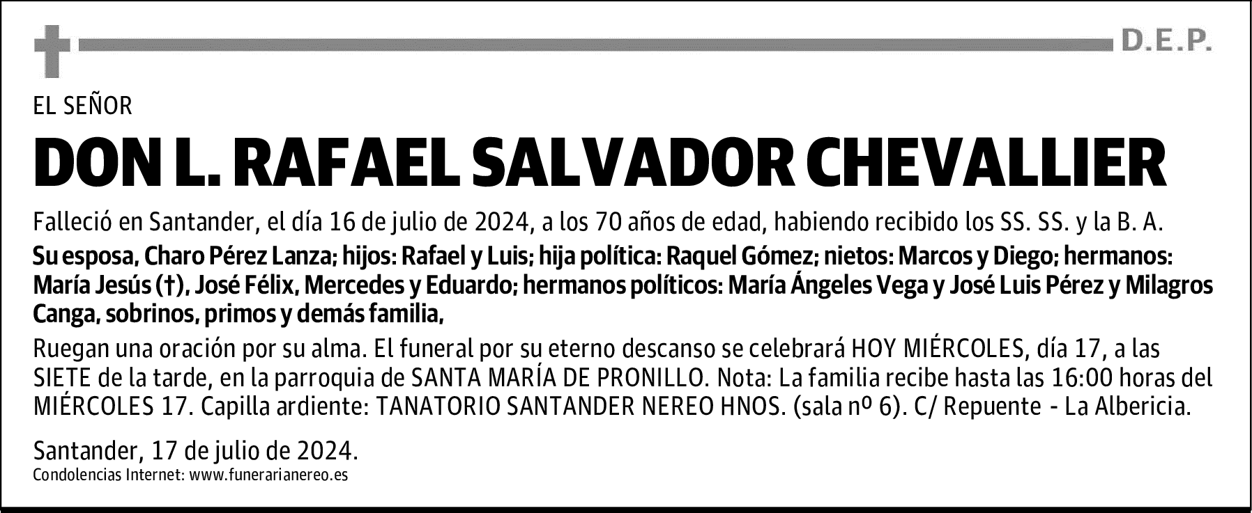 DON L. RAFAEL SALVADOR CHEVALLIER