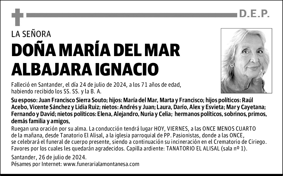 DOÑA MARÍA DEL MAR ALBAJARA IGNACIO