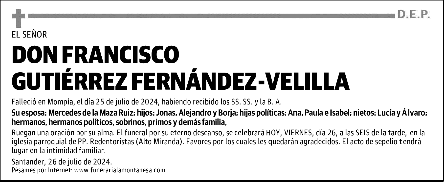 DON FRANCISCO GUTIÉRREZ FERNÁNDEZ-VELILLA