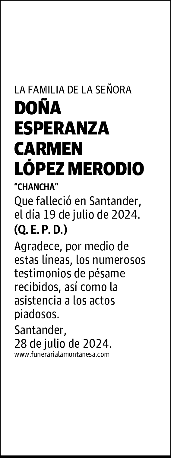 DOÑA ESPERANZA CARMEN LÓPEZ MERODIO