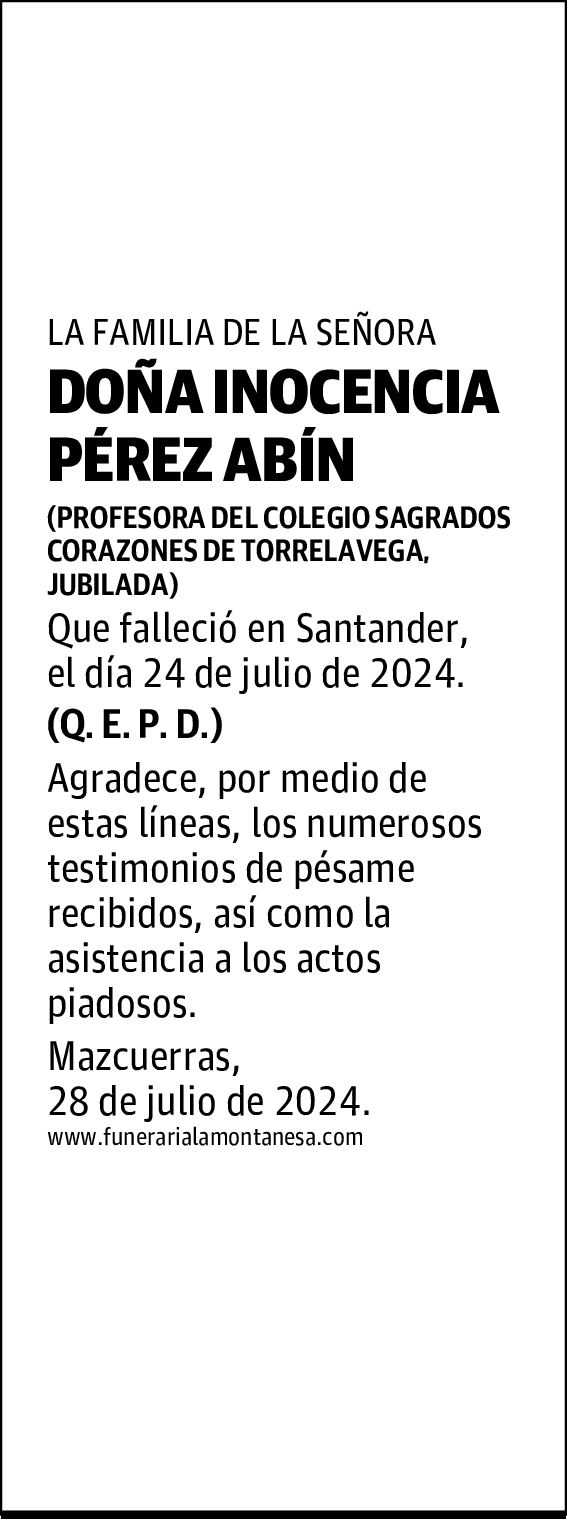 DOÑA INOCENCIA PÉREZ ABÍN