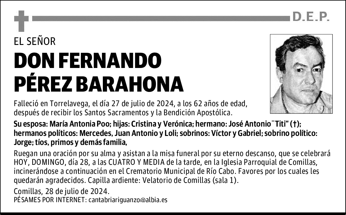 DON FERNANDO PÉREZ BARAHONA