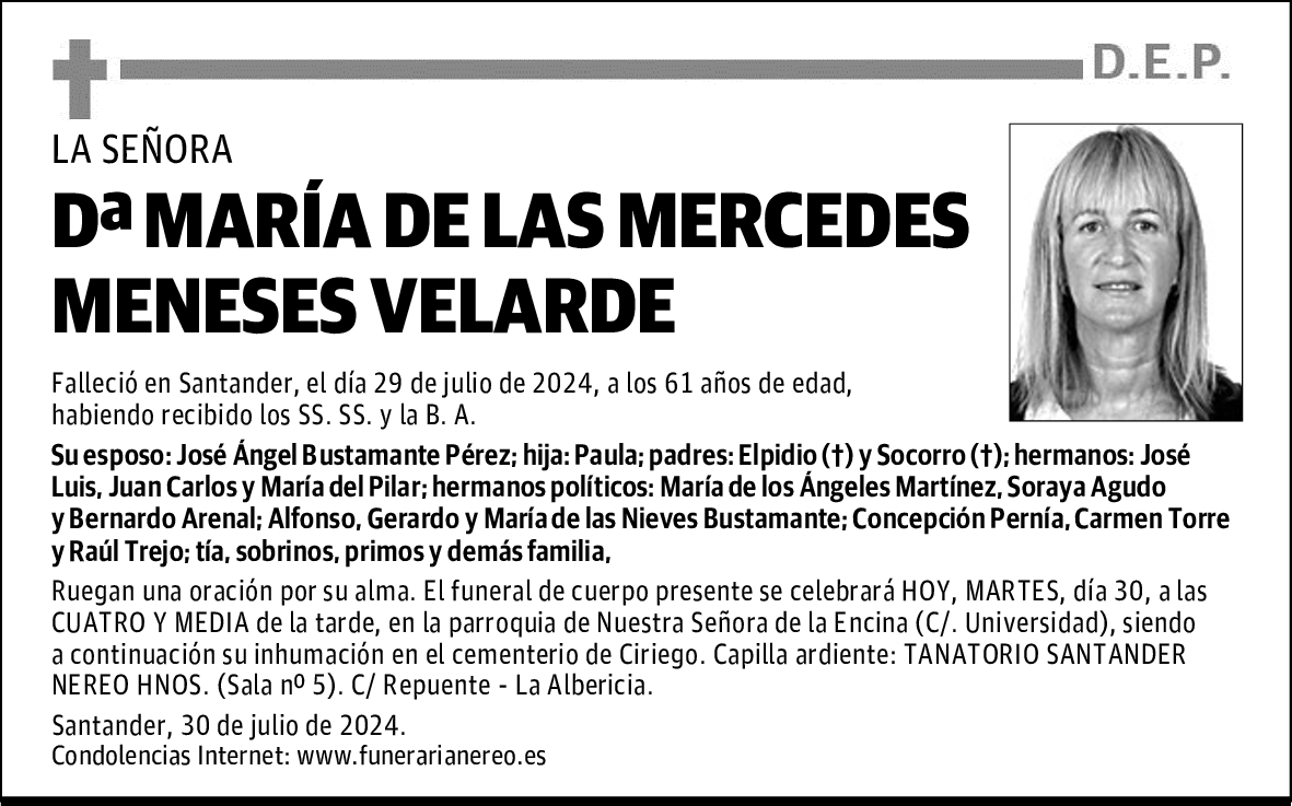 DOÑA MARÍA DE LAS MERCEDES MENESES VELARDE