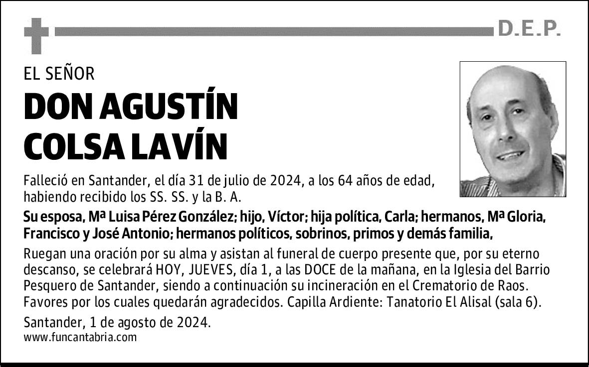 DON AGUSTÍN COLSA LAVÍN