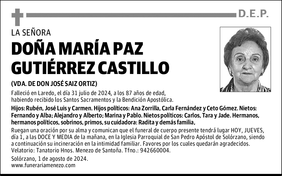 DOÑA MARÍA PAZ GUTIÉRREZ CASTILLO