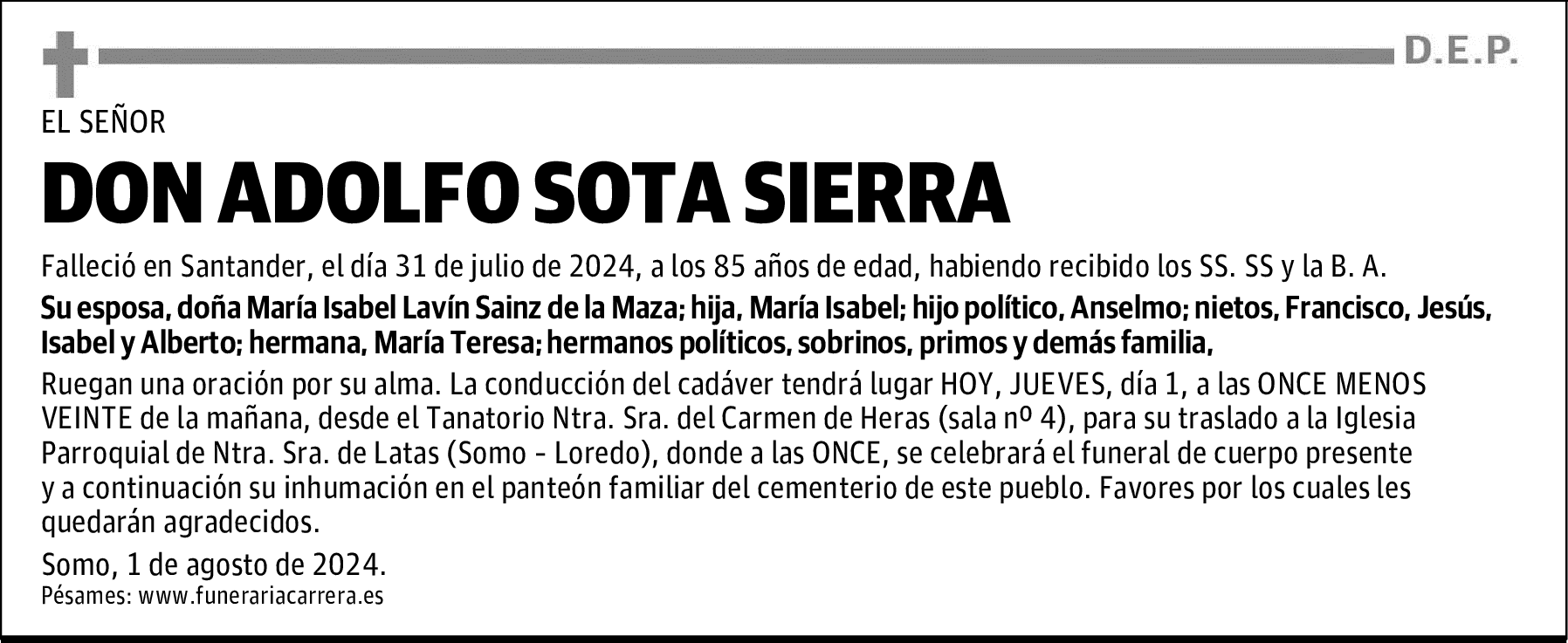 DON ADOLFO SOTA SIERRA