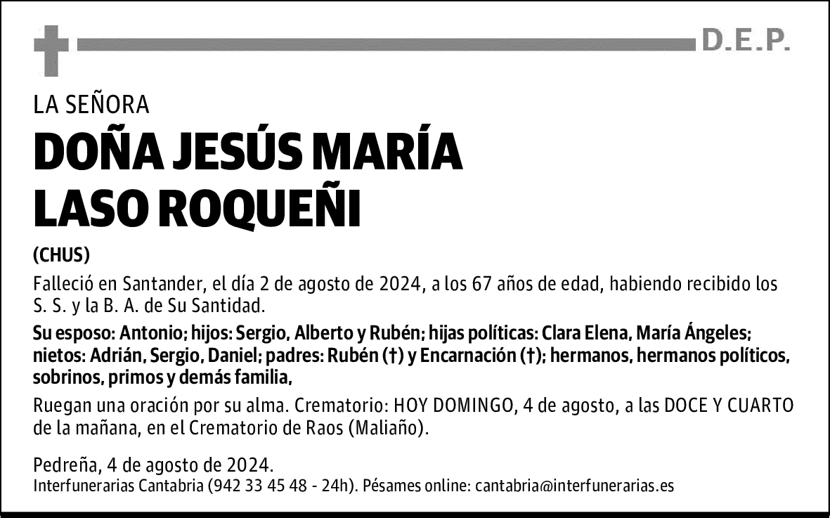 DOÑA JESÚS MARÍA LASO ROQUEÑI