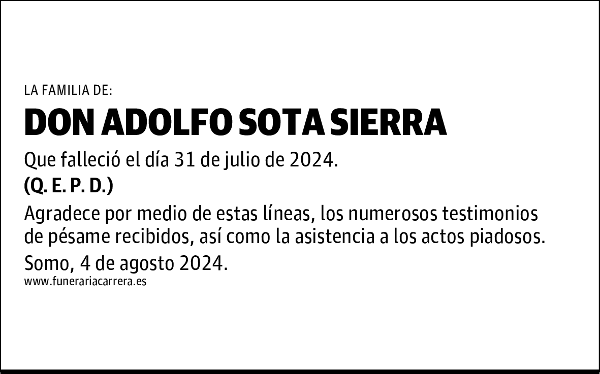 DON ADOLFO SOTA SIERRA