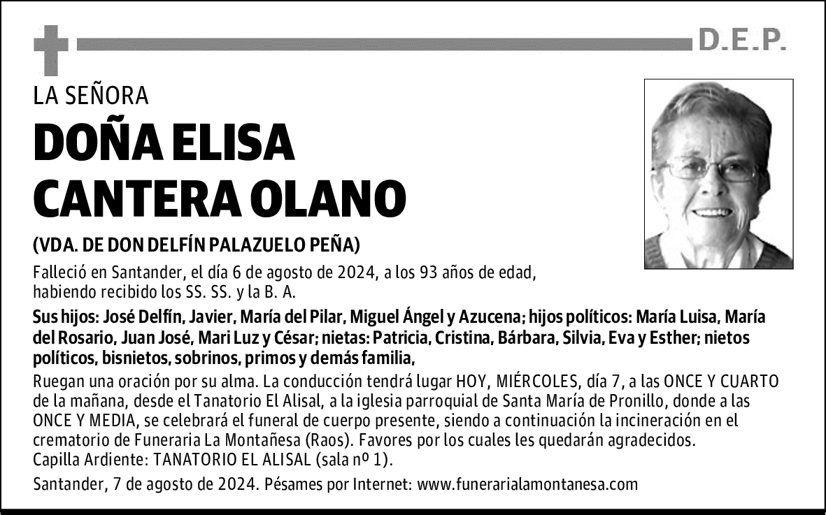 DOÑA ELISA CANTERA OLANO