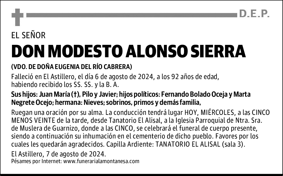 DON MODESTO ALONSO SIERRA