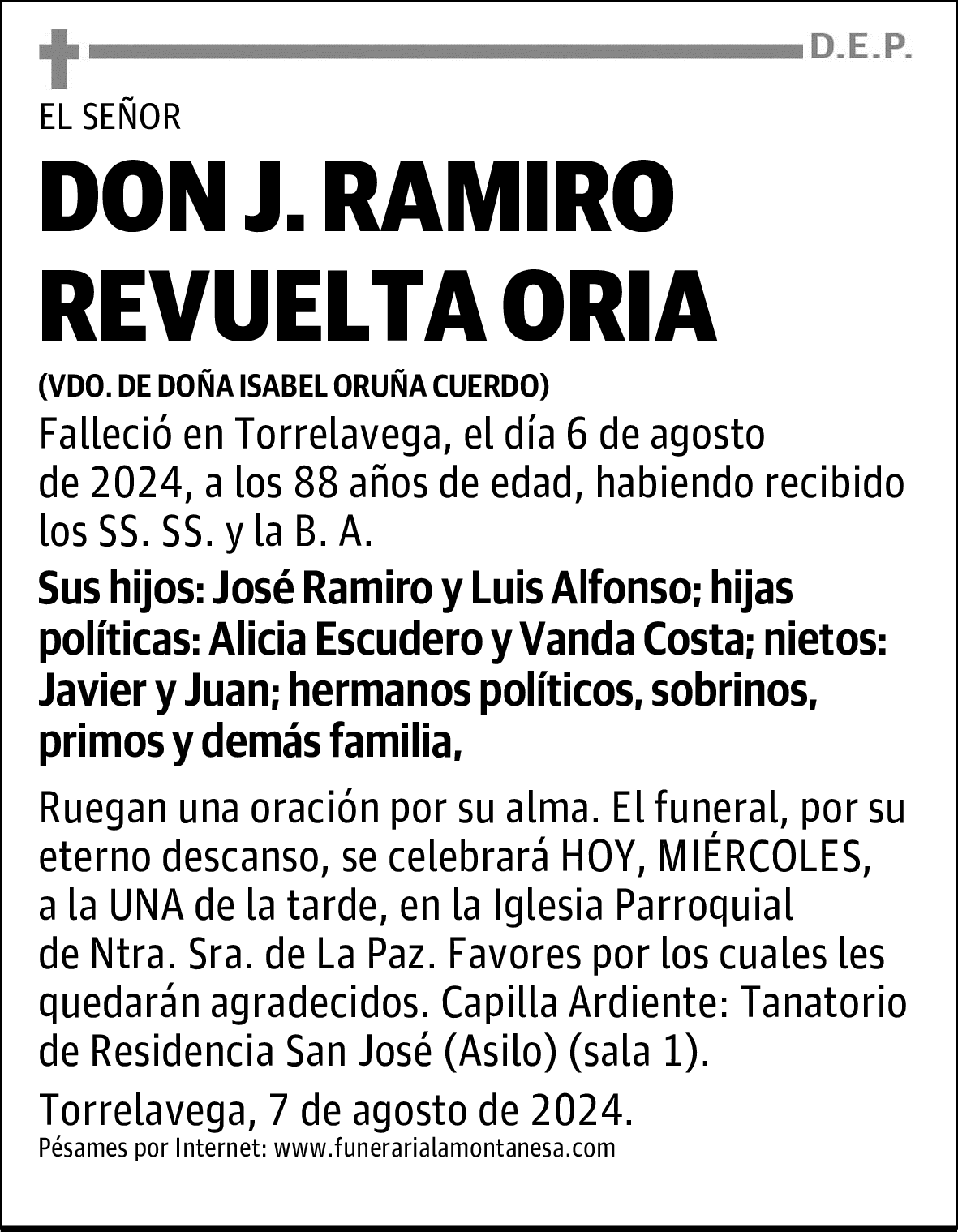 DON J. RAMIRO REVUELTA ORIA