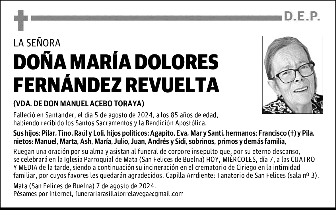 DOÑA MARÍA DOLORES FERNÁNDEZ REVUELTA