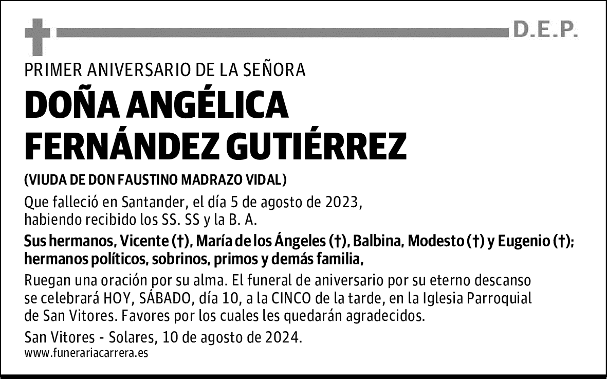 DOÑA ANGÉLICA FERNÁNDEZ GUTIÉRREZ