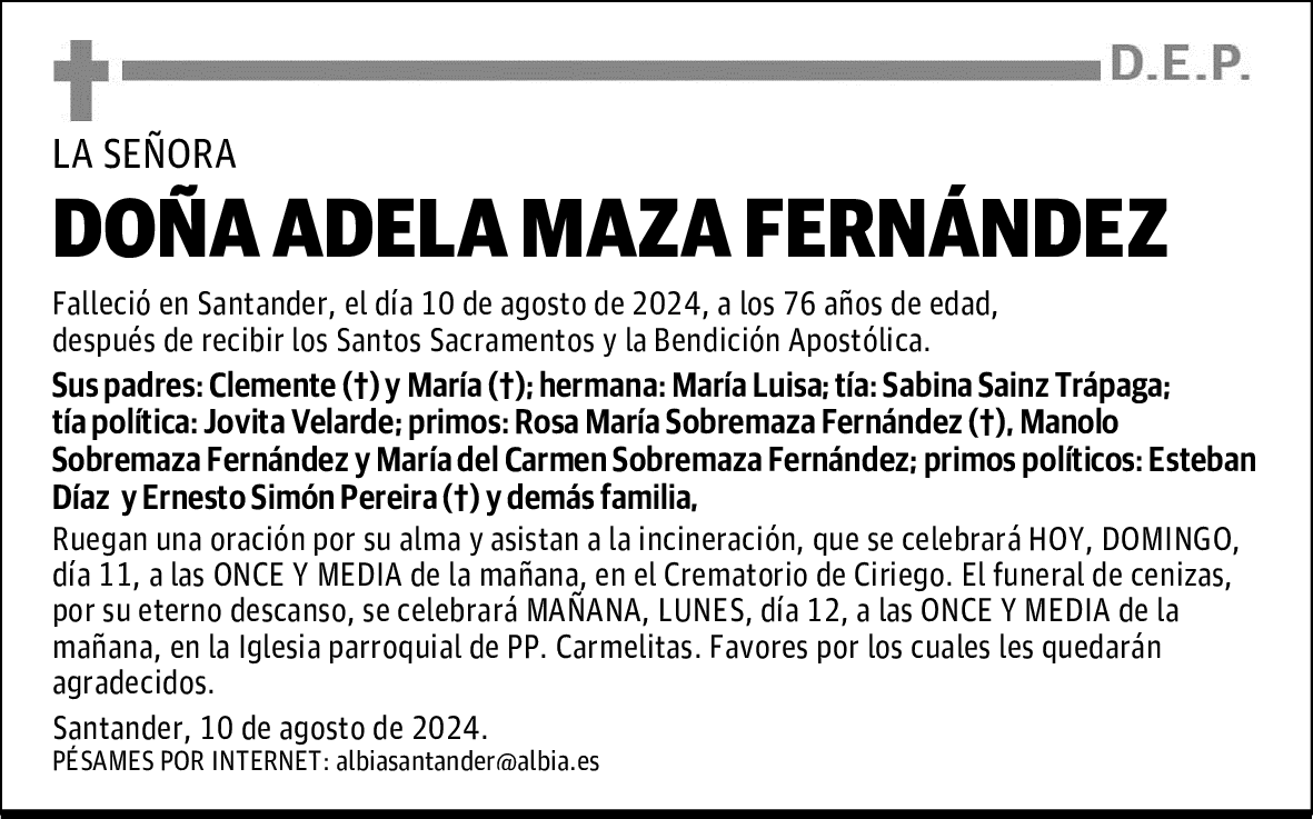 DOÑA ADELA MAZA FERNÁNDEZ