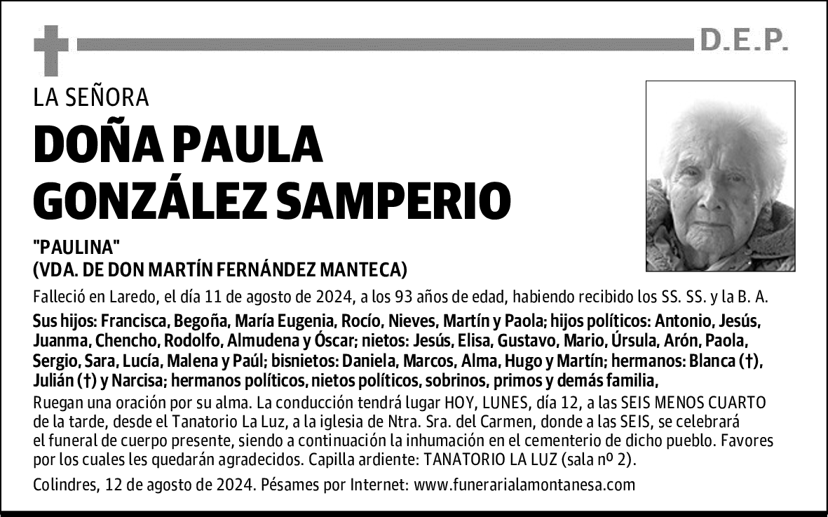 DOÑA PAULA GONZÁLEZ SAMPERIO