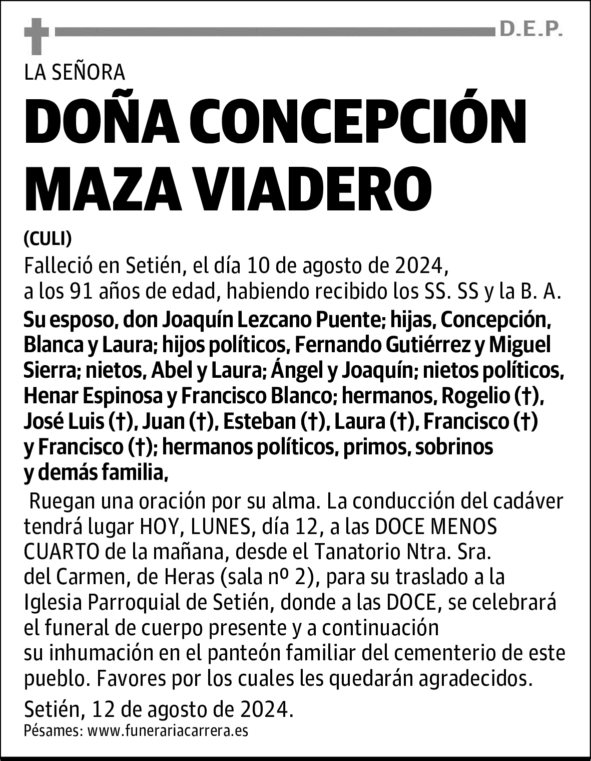 DOÑA CONCEPCIÓN MAZA VIADERO