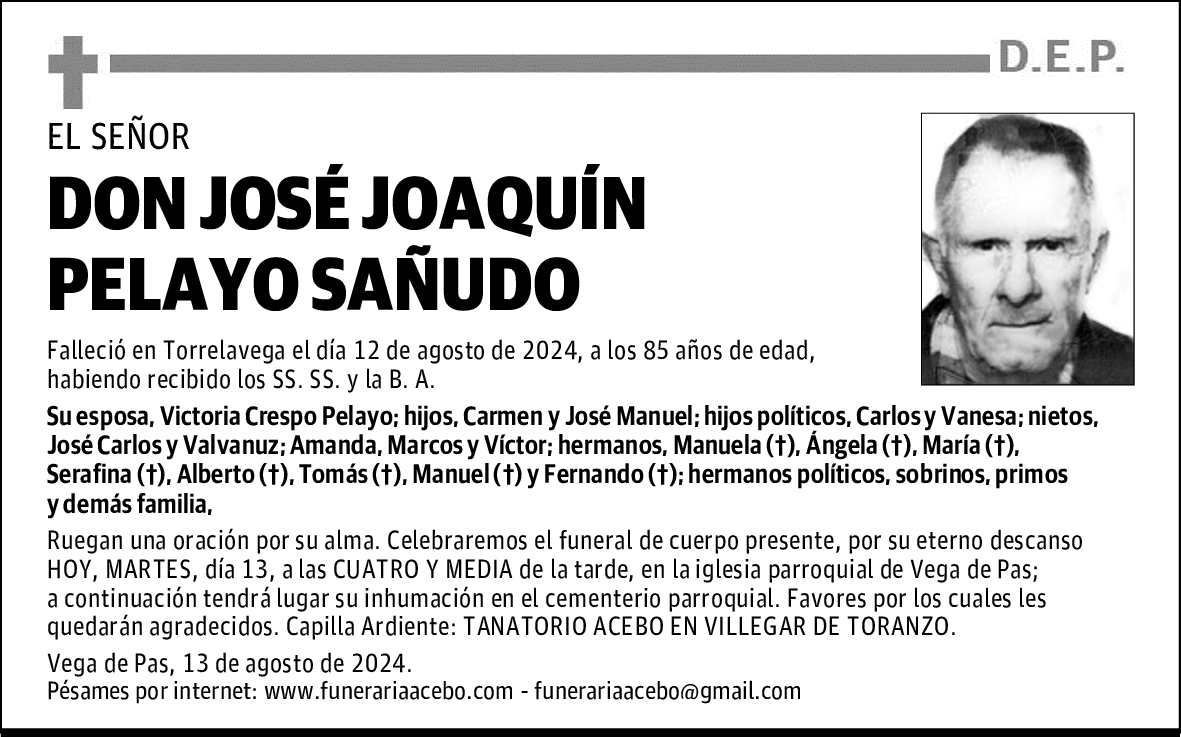 DON JOSÉ JOAQUÍN PELAYO SAÑUDO