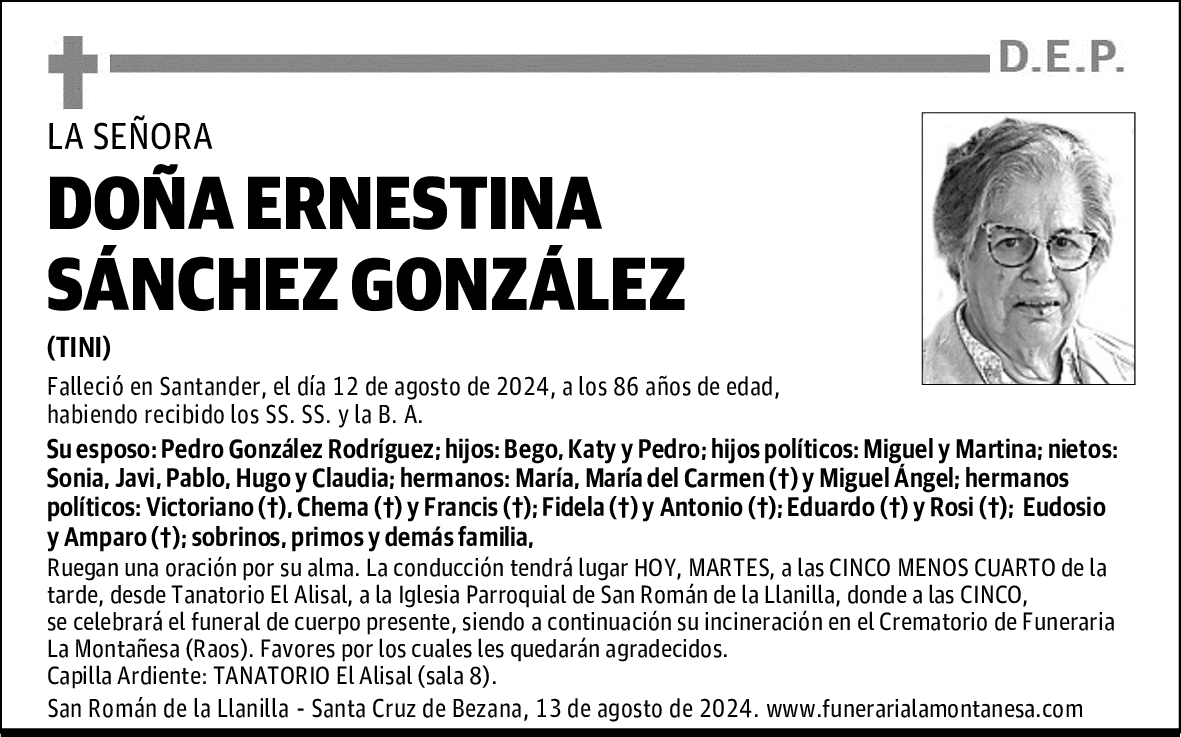 DOÑA ERNESTINA SÁNCHEZ GONZÁLEZ