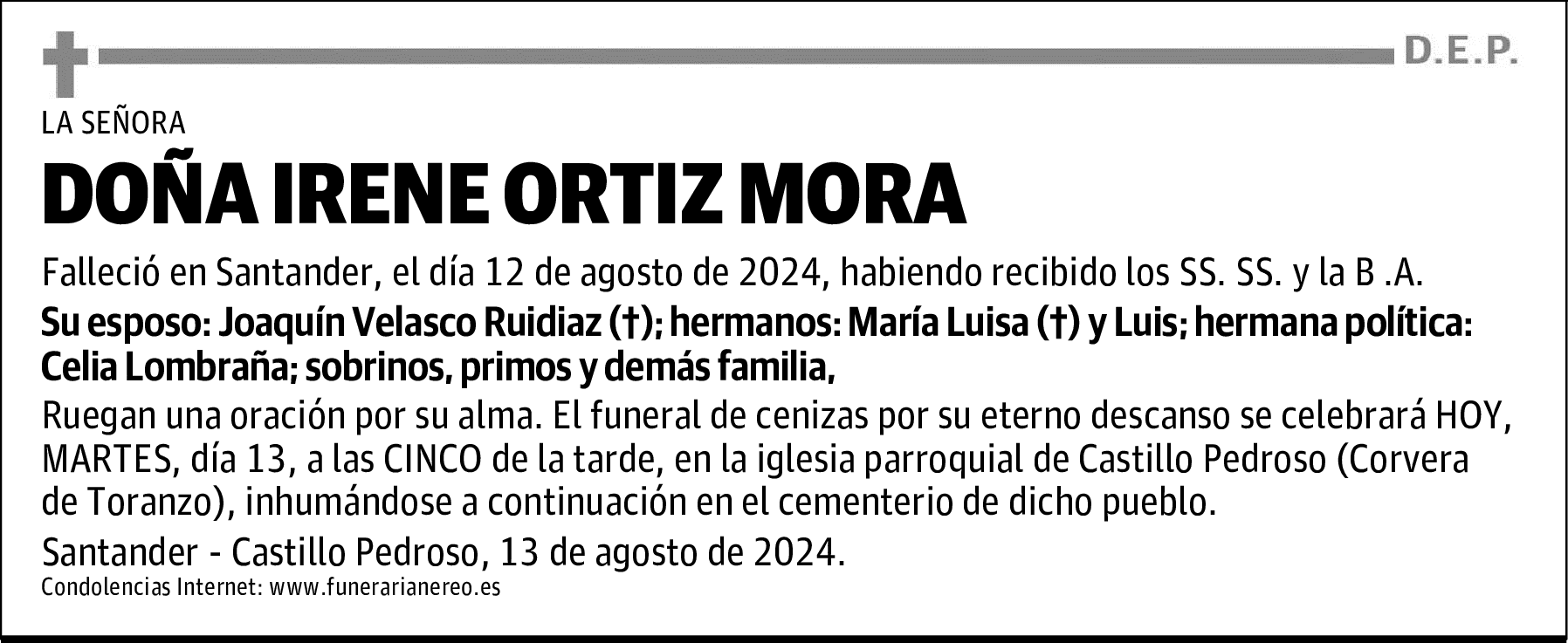 DOÑA IRENE ORTIZ MORA