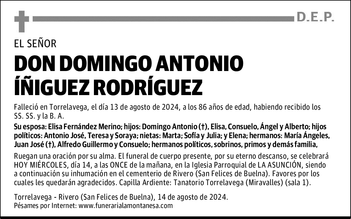 DON DOMINGO ANTONIO ÍÑIGUEZ RODRÍGUEZ