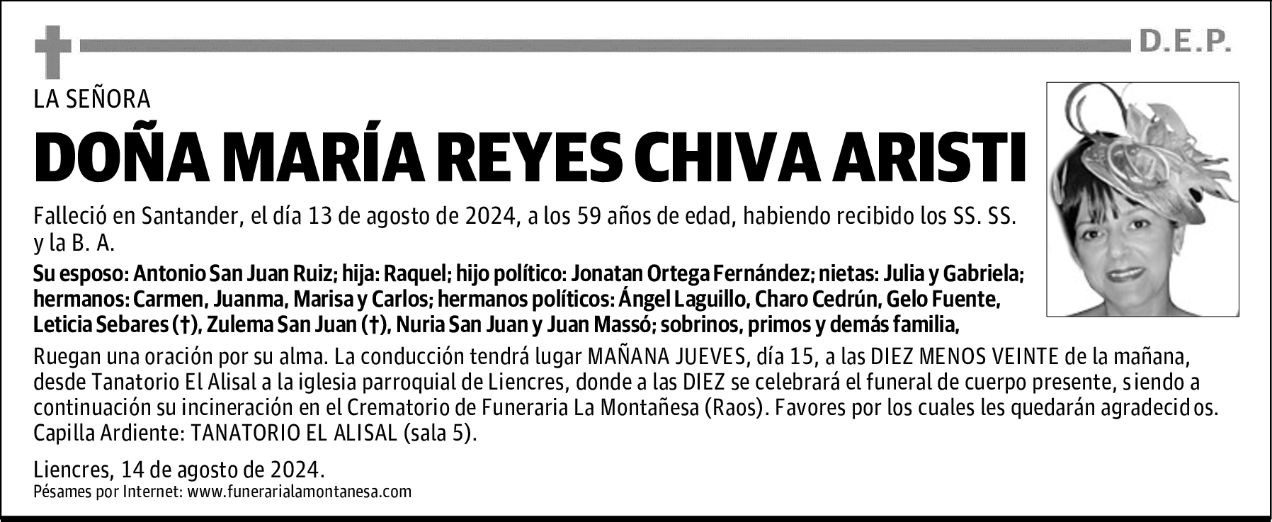 DOÑA MARÍA REYES CHIVA ARISTI