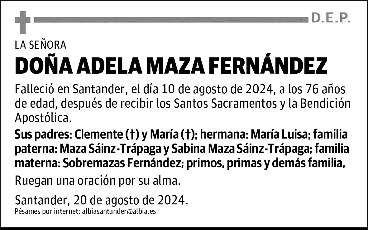 DOÑA ADELA MAZA FERNÁNDEZ