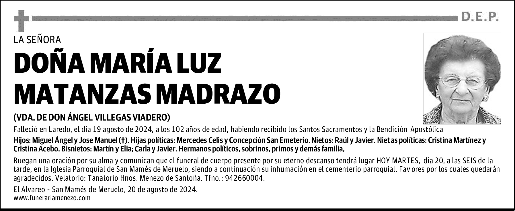 DOÑA MARÍA LUZ MATANZAS MADRAZO