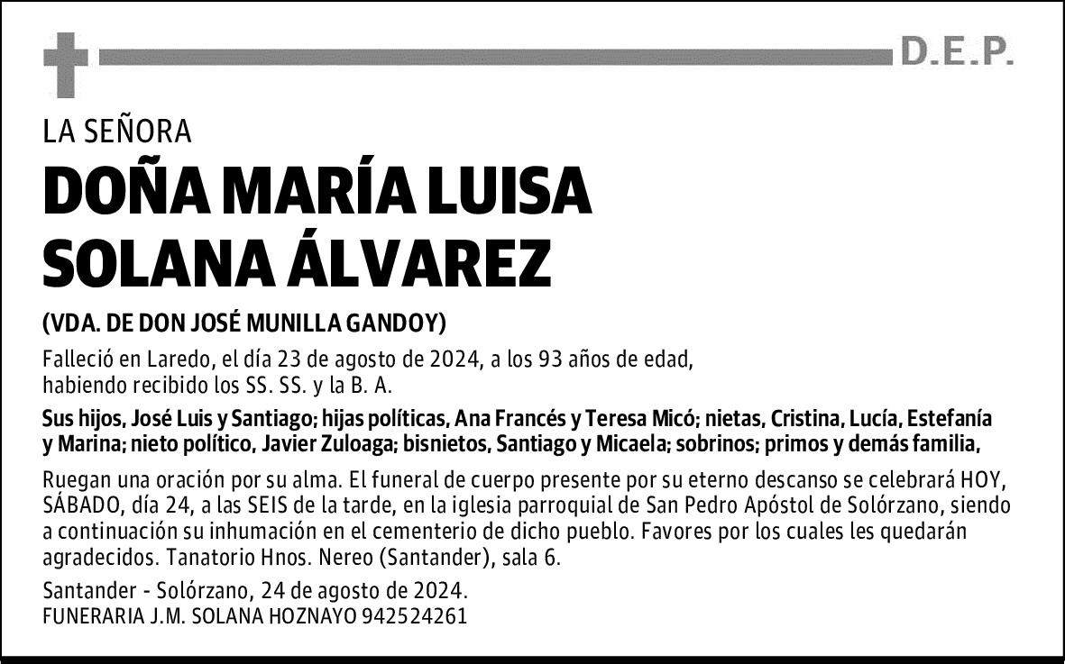 DOÑA MARÍA LUISA SOLANA ÁLVAREZ