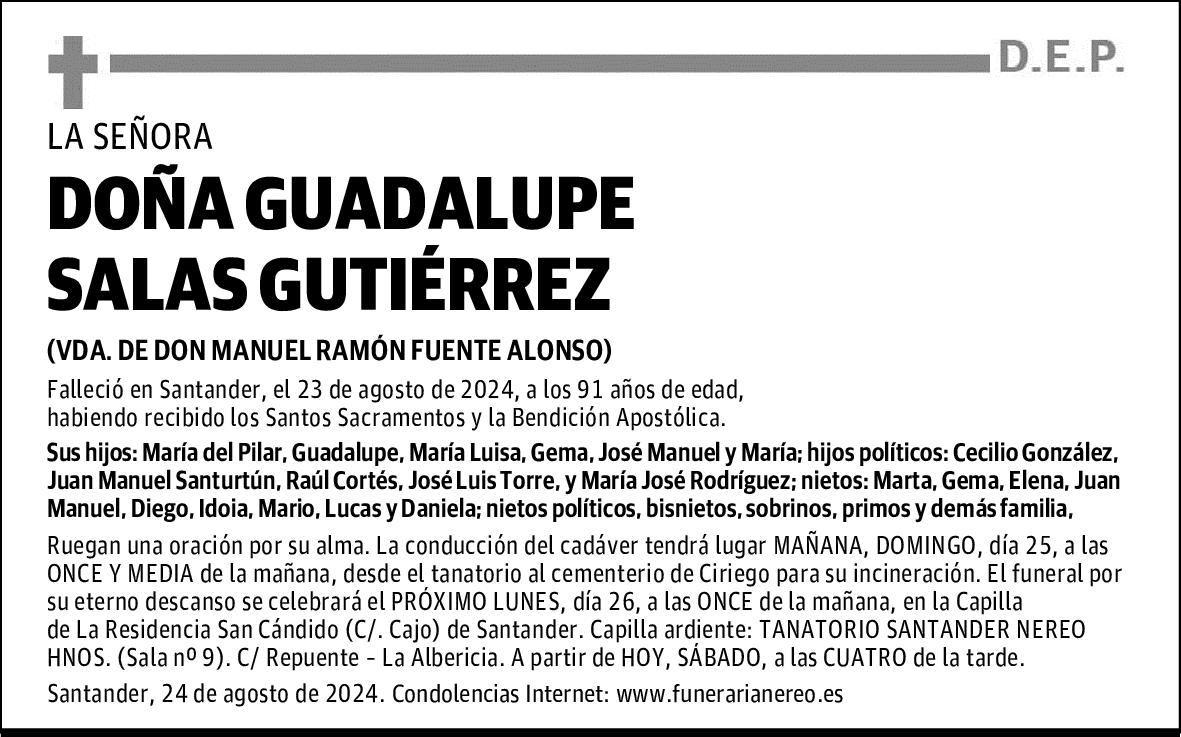 DOÑA GUADALUPE SALAS GUTIÉRREZ