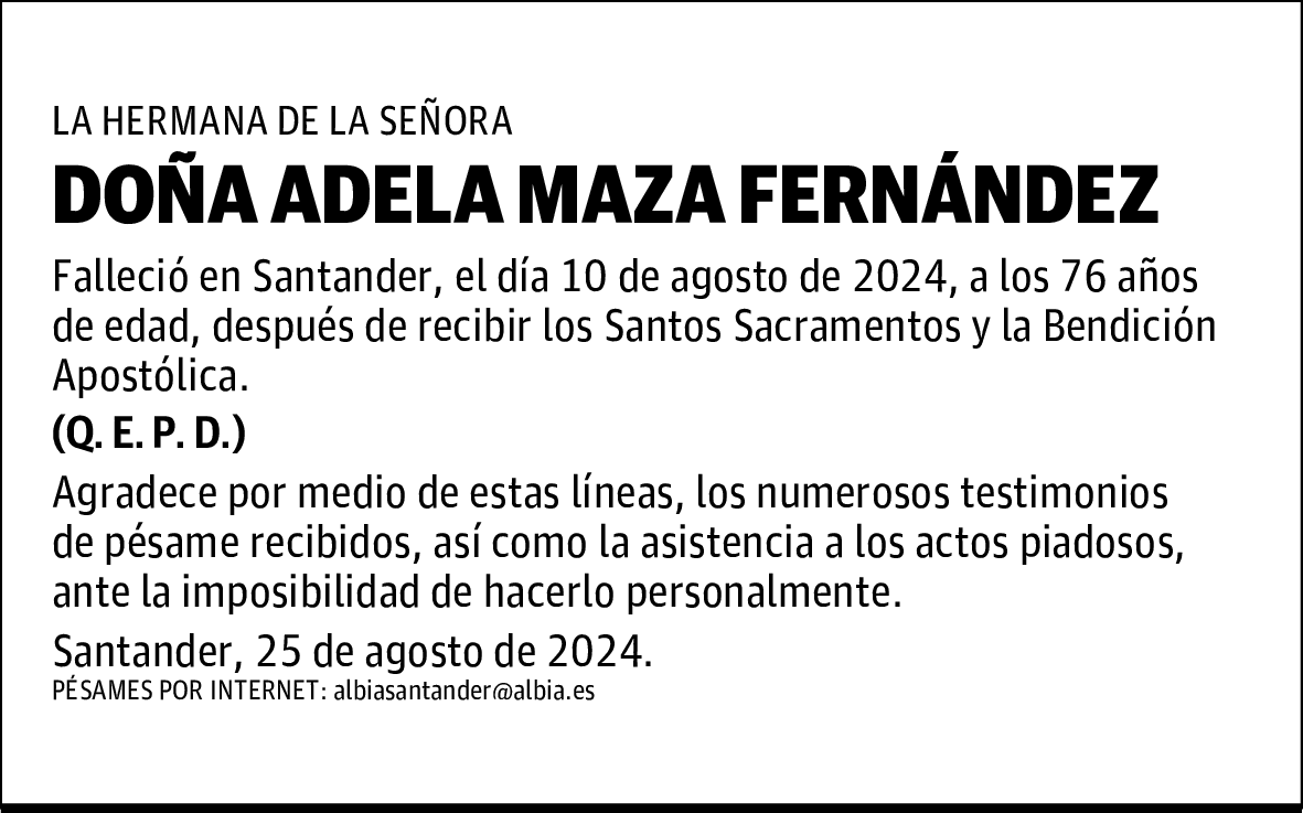DOÑA ADELA MAZA FERNÁNDEZ