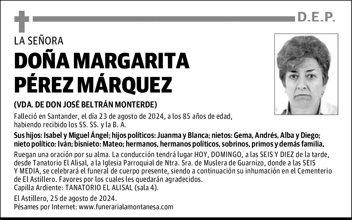 DOÑA MARGARITA PÉREZ MÁRQUEZ